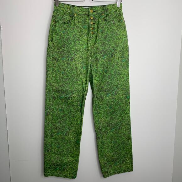 House of Sunny London Fields Jessie Straight Leg Grass Print Jeans Womens US4 - Picture 3 of 16